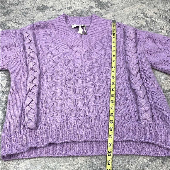NWT Have One Maglia Donna Braided Chunky Cable Knit Sweater Light Purple Alpaca - Picture 7 of 8